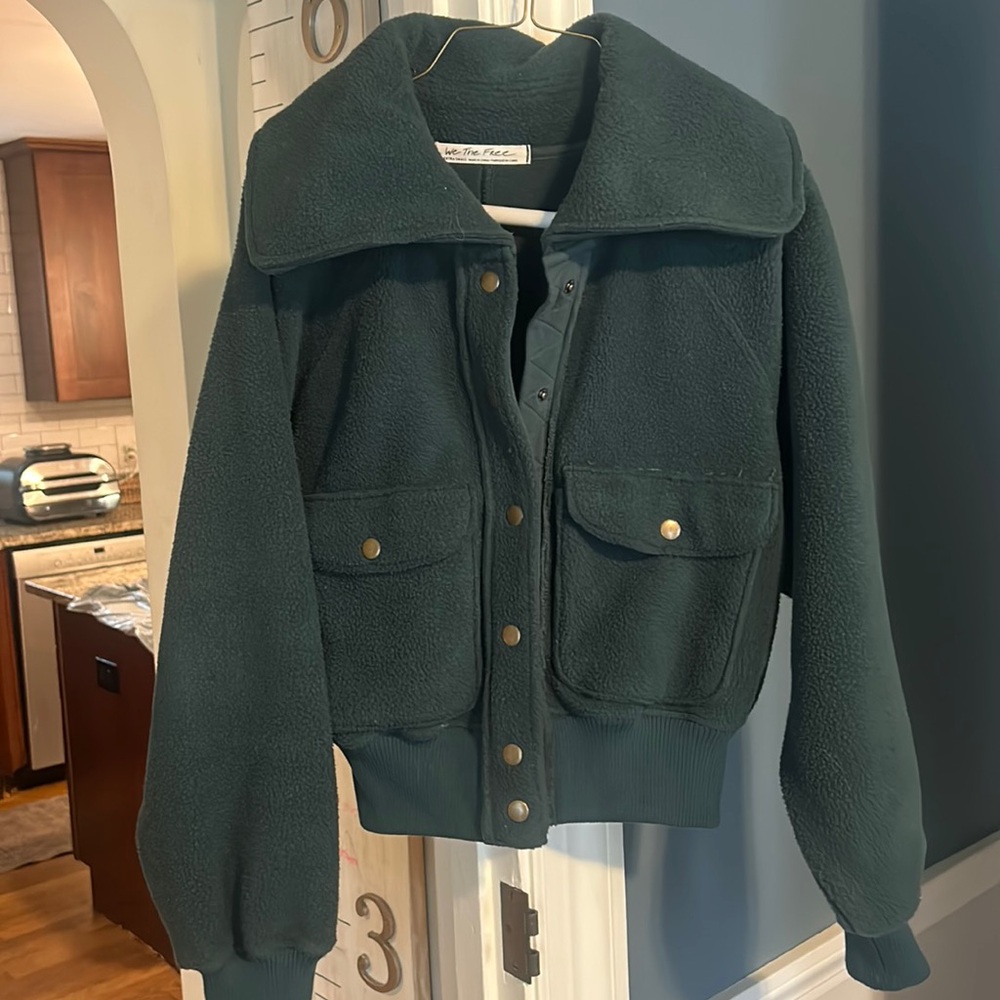 Xs hunter green free people fleece jacket
